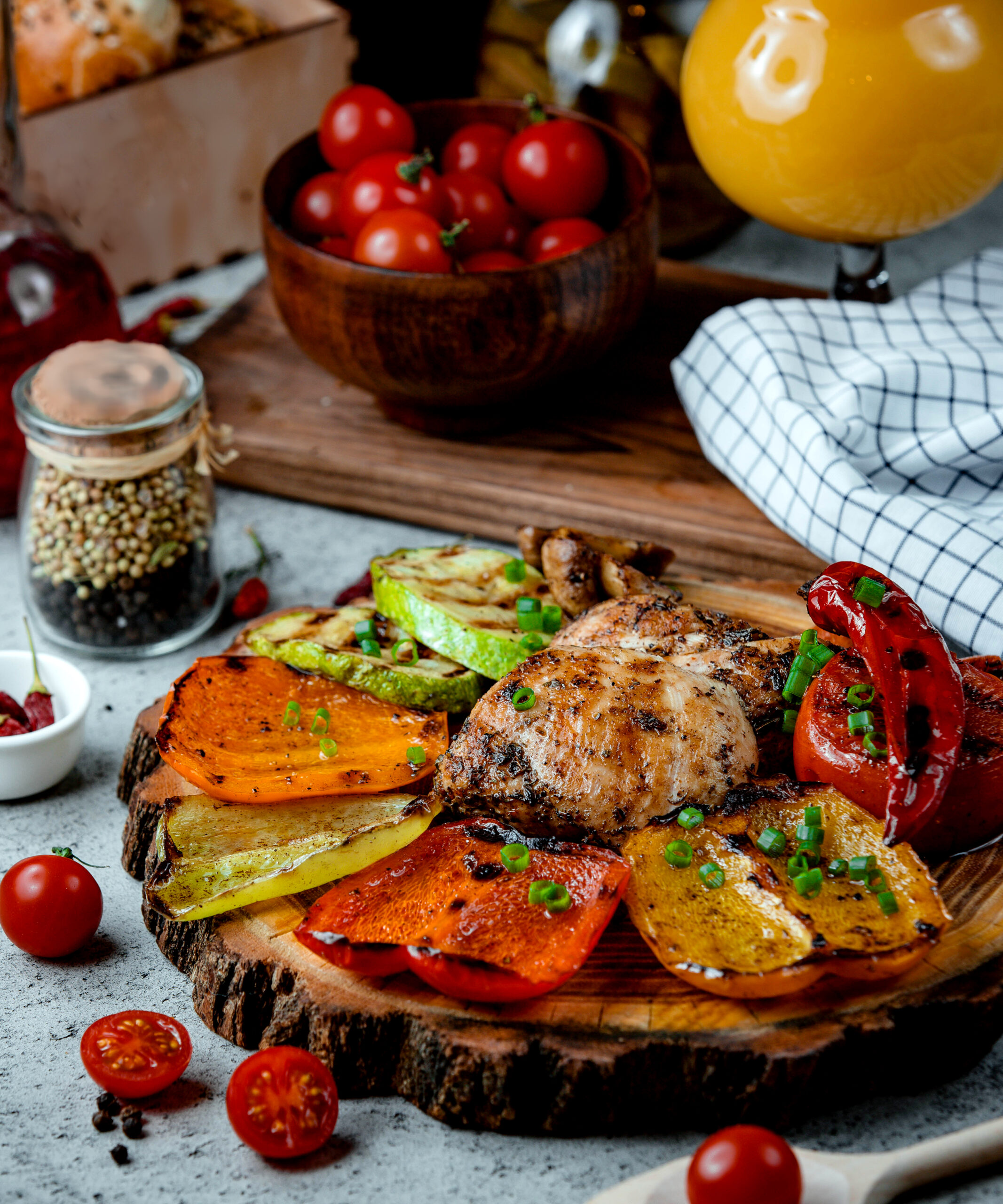 fried chicken breast with vegetables